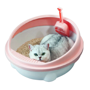 Cat litter box semi-enclosed deodorant and splash pink