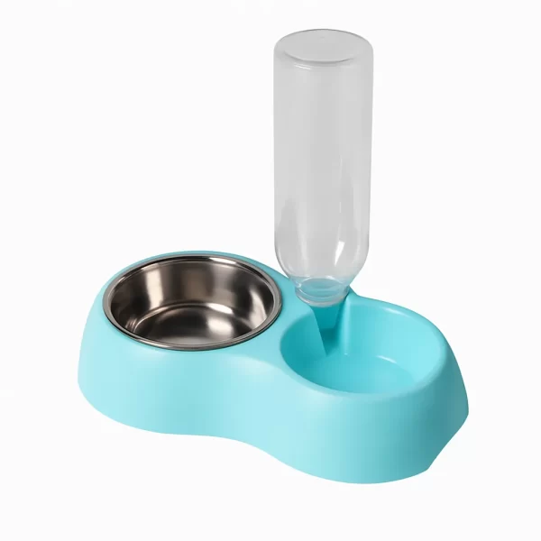 Thickened Round Plastic Double Bowl with Drinking Bottle